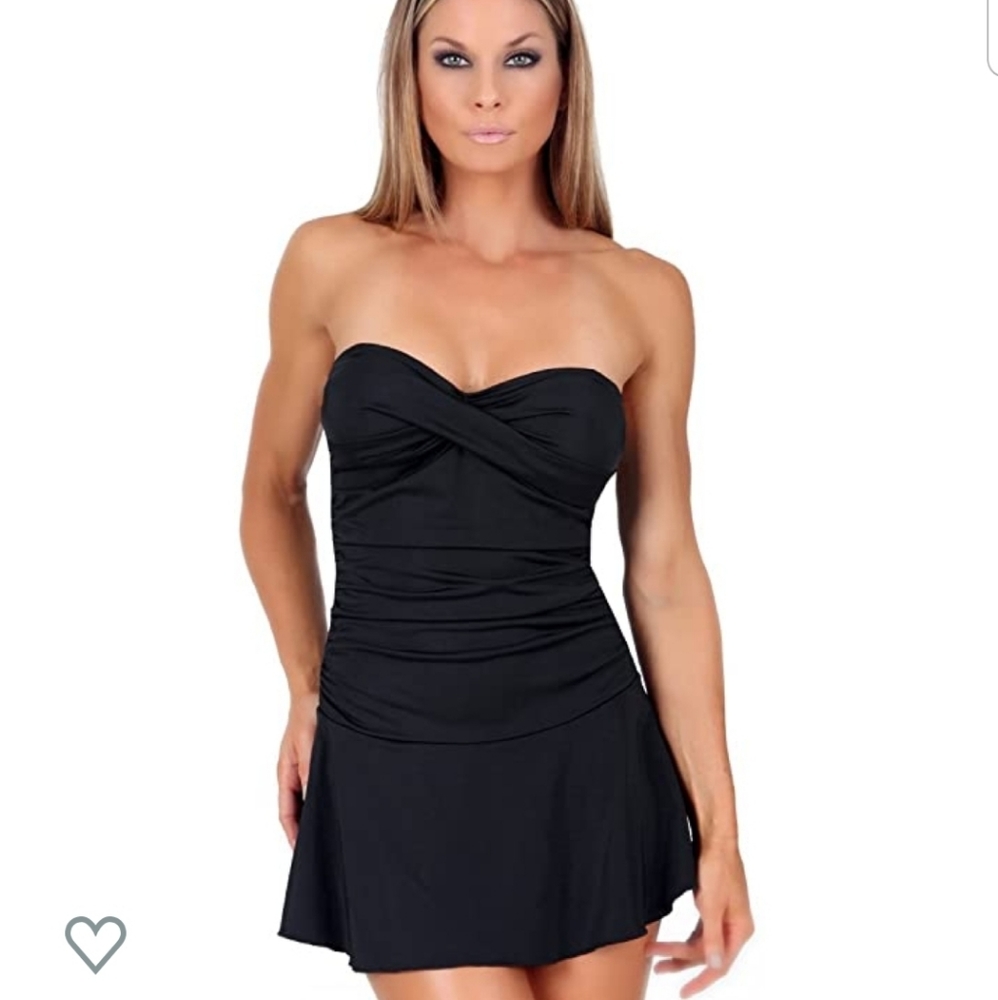 InstantFigure Black One Piece Skirted Swimsuit